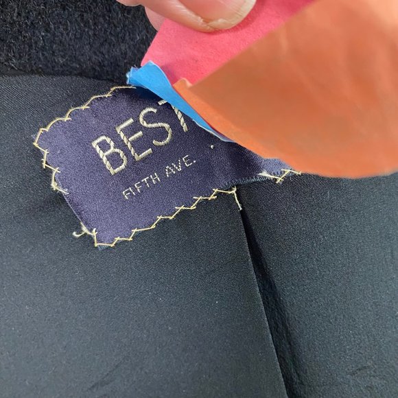 Vintage Best & Co Black Wool Coat w/ Brown Mink Collar Union Label Made in USA - Picture 8 of 9